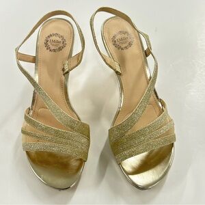 I. Miller Size 8 Gold Glitter Slingback Sandals Strappy Dress Shoes